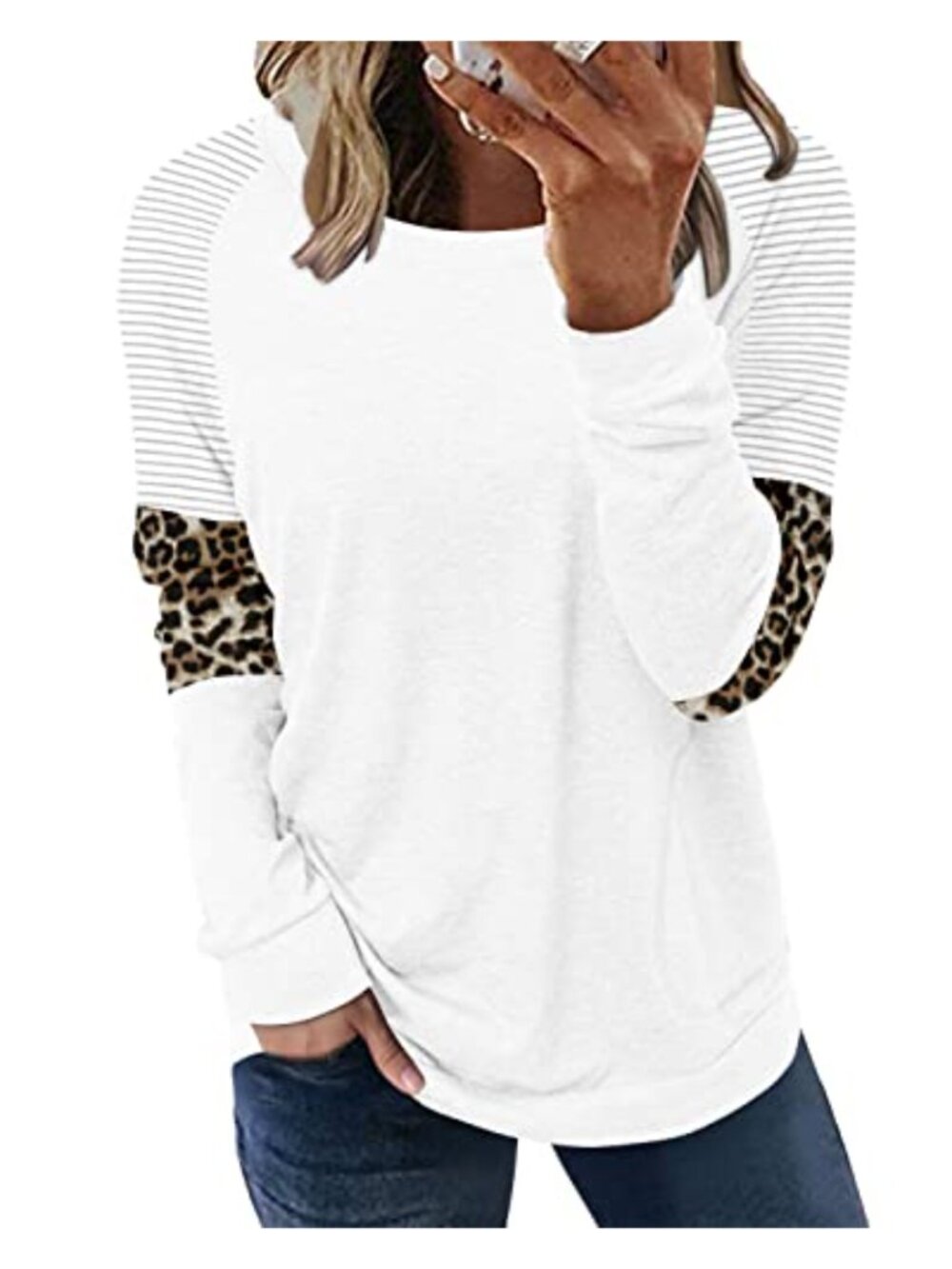 BETTE BOUTIK Women's Long Sleeve Tunic Sweatshirt with Pockets Crewneck